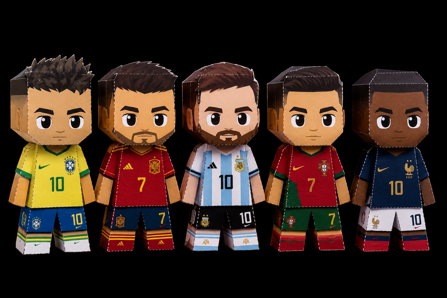 Personagens da Copa do Mundo em papercraft